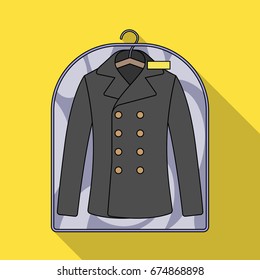 Clean clothes in the cover. Dry cleaning single icon in flat style vector symbol stock illustration web.
