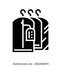 clean clothes in dry cleaning service glyph icon vector. clean clothes in dry cleaning service sign. isolated contour symbol black illustration
