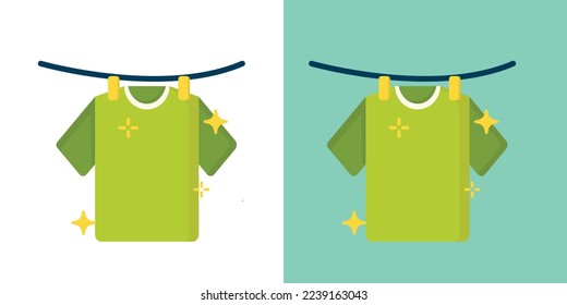 Clean clothes hanging on rope icon, clean clothes icon, hanging clothes icon, laundry icon, clothes laundry symbol, laundry logo, set of Laundry vector illustration