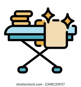 Clean clothes icon outline vector. Iron steam. Electric steam color flat