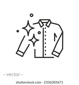 clean clothes icon, washing good result, quality shirt laundry, thin line symbol on white background - editable stroke vector illustration