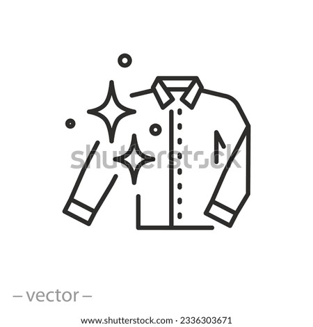 clean clothes icon, washing good result, quality shirt laundry, thin line symbol on white background - editable stroke vector illustration