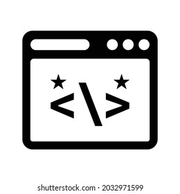 Clean, code, coding icon. Black vector graphics.