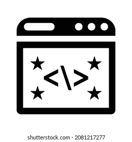 Clean, code, coding icon. Black vector graphics.