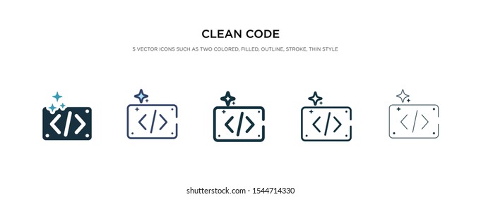 clean code icon in different style vector illustration. two colored and black clean code vector icons designed in filled, outline, line and stroke style can be used for web, mobile, ui