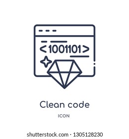 clean code icon from programming outline collection. Thin line clean code icon isolated on white background.