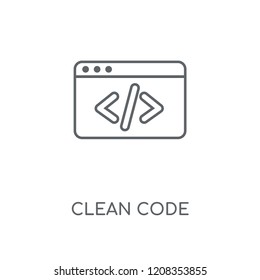 Clean code linear icon. Clean code concept stroke symbol design. Thin graphic elements vector illustration, outline pattern on a white background, eps 10.