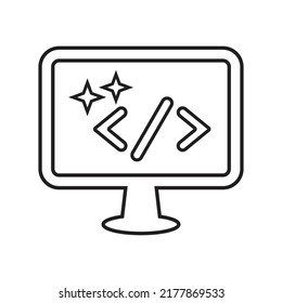 Clean code outline icon. Line art vector.