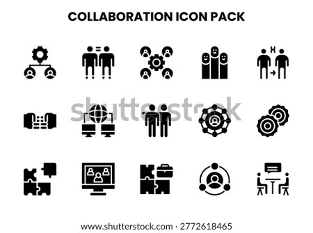 Clean Collaboration icon set with Glyph icons for UI projects.