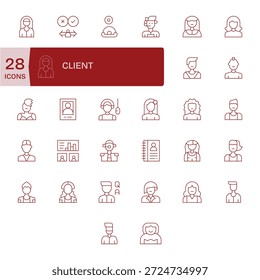 A clean collection of 32 Thin Line icons representing Client, designed for modern dashboards and interfaces.