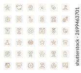 A clean collection of 36 Regular Bold Outline vector icons representing Best, designed in 64x64 Pixel Aligned format for modern dashboards and interfaces.