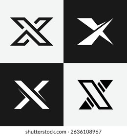 A clean collection of 4 letter X monogram logos featuring modern, unique shapes.
