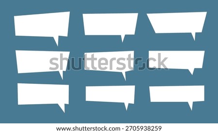 A clean collection of minimalist white speech bubbles with geometric shapes. Perfect for chat apps, messaging UI