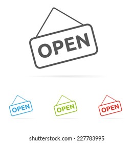 Clean color set of vector open sign symbol icons