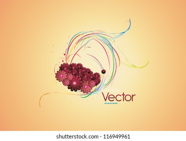 clean color vector with flowers over a color background