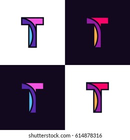 Clean colorful letter T logo icon sign flat design.