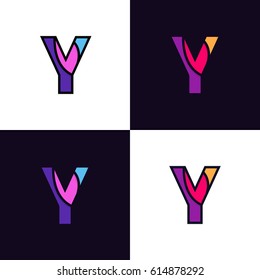 Clean colorful letter Y logo icon sign flat design.