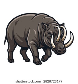 Clean colorful vector illustration of babirusa wild boar full body isolated on white for logos stickers and graphic design.