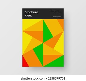Clean company brochure A4 design vector illustration. Abstract mosaic shapes poster template.