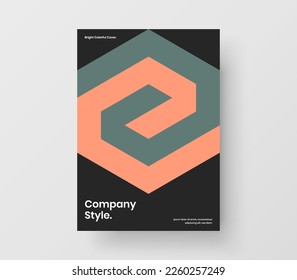 Clean company brochure design vector concept. Simple geometric pattern corporate cover template.