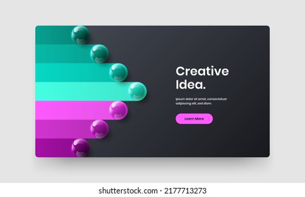 Clean company brochure vector design template. Vivid realistic spheres leaflet layout.