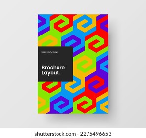 Clean company brochure vector design template. Unique mosaic pattern booklet concept.