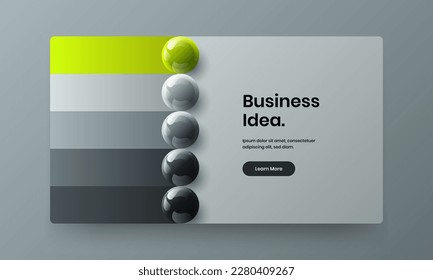 Ilustración de diseño vectorial del folleto de la empresa limpia. Creativo concepto de afiche de esferas 3D.