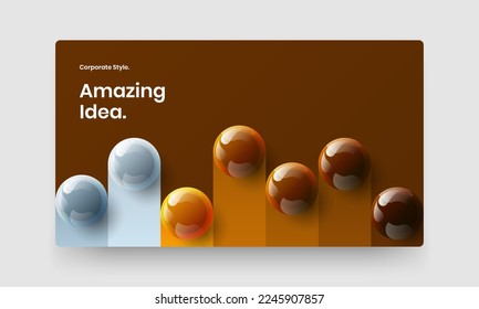 Clean company cover design vector illustration. Abstract 3D spheres presentation template.