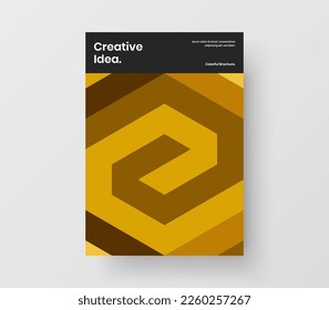 Clean company cover design vector template. Original geometric tiles pamphlet concept.