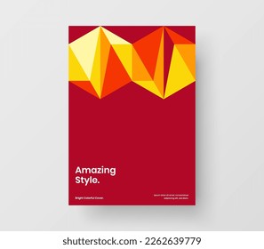 Clean company cover design vector template. Bright mosaic shapes booklet layout.