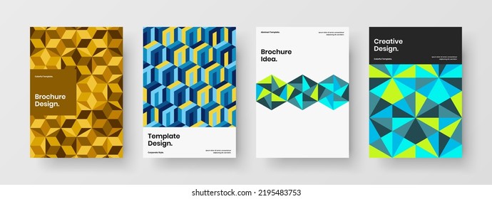 Clean company cover vector design illustration composition. Modern mosaic hexagons corporate identity concept collection.