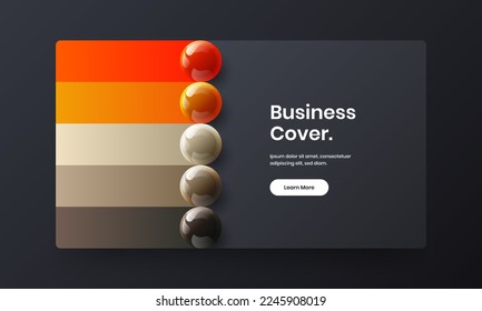 Clean company cover vector design template. Minimalistic 3D spheres flyer concept.