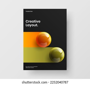 Clean company identity A4 vector design illustration. Premium 3D balls booklet layout.