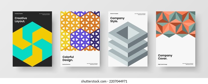 Clean company identity design vector concept bundle. Creative mosaic pattern placard template set.