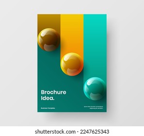 Clean company identity vector design illustration. Multicolored 3D balls journal cover layout.