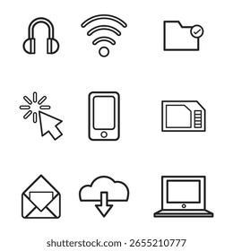 Una colección limpia y completa de íconos de línea multiusos diseñados para interfaces de Web y móviles