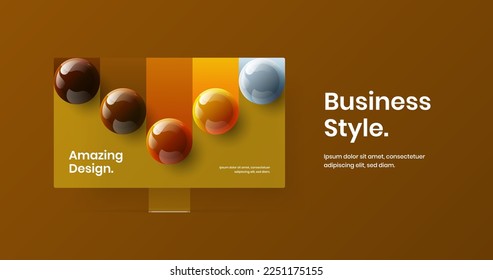 Clean computer display mockup presentation concept. Vivid website screen vector design illustration.