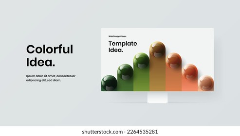 Clean computer display mockup site concept. Vivid presentation design vector illustration.