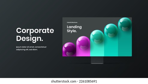 Clean computer display mockup website template. Unique banner design vector layout.