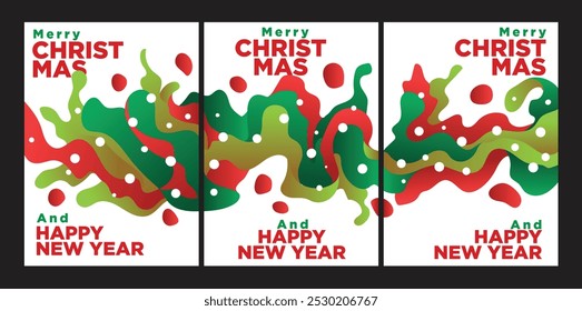 Concepto limpio. Ola fluida abstracta de rojo y verde. Ilustración vectorial de Plantilla del sistema del diseño de la tarjeta de felicitación de la Navidad y del año nuevo feliz