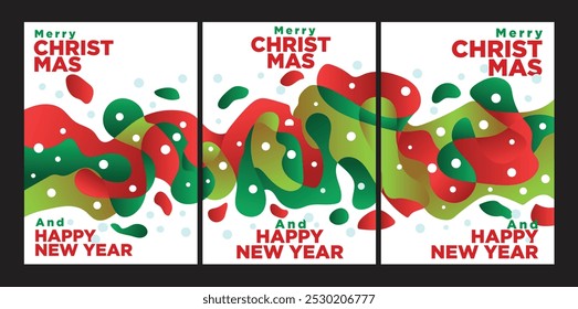 conceito limpo. onda fluida abstrata de vermelho e verde. natal e feliz ano novo cartão de saudação projeto definir modelo vetor ilustração
