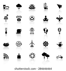 Clean concept icons with reflect on white background, stock vector