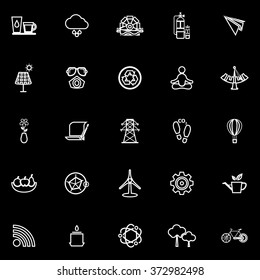 Clean concept line icons on black background, stock vector
