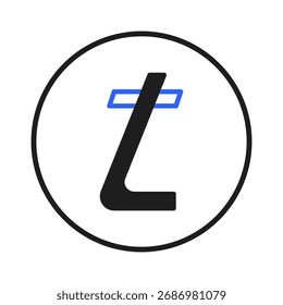 Un diseño de logotipo limpio y contemporáneo con una marca de letras estilizada dentro de un marco circular. Los contrastantes colores negro y azul ofrecen una estética moderna y profesional, ideal para la marca y