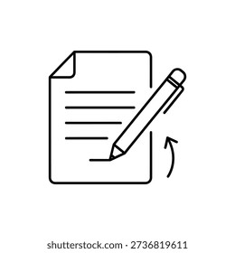 Clean contract amendment line icon on white background for legal, business, and corporate document updates, designed for SEO-friendly web use.