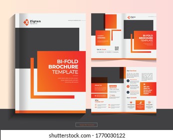 Clean Corporate Bi Fold Business Brochure Design Template In A4 Format.