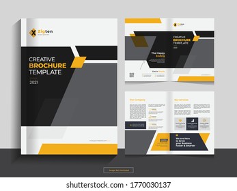 Clean corporate bi fold business brochure design template in A4 format.