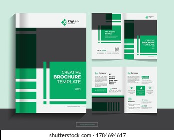 Clean corporate bi fold business brochure design template in A4 format.