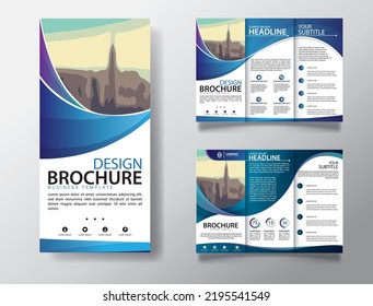 Clean corporate bi fold business brochure design template in A4 format.
