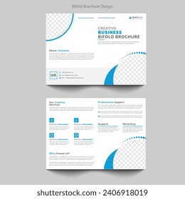 Clean corporate business bifold brochure magazine print-ready design template with minimal in A4